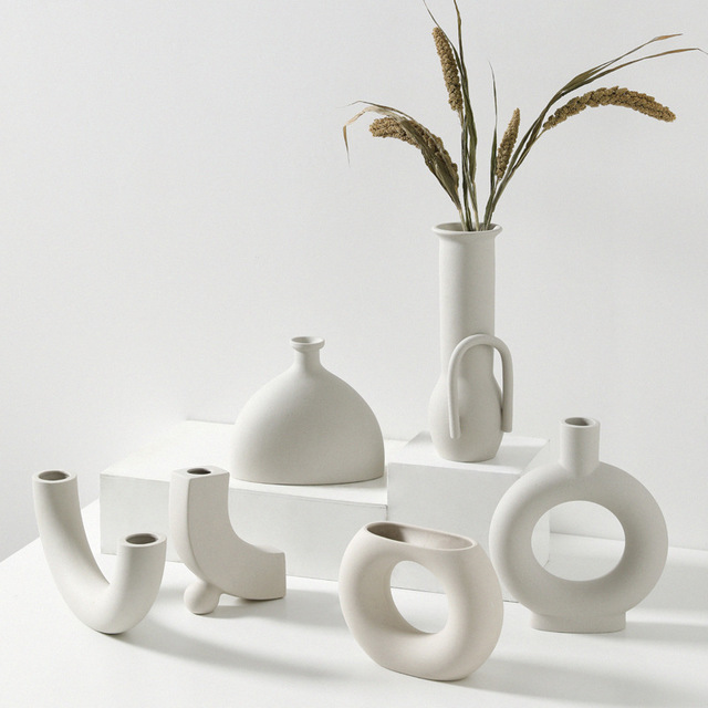 White Nordic Ceramic Minimal Modern Vase