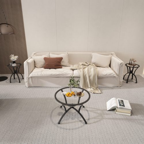 Modern Tempered Glass 3-piece Coffee Table