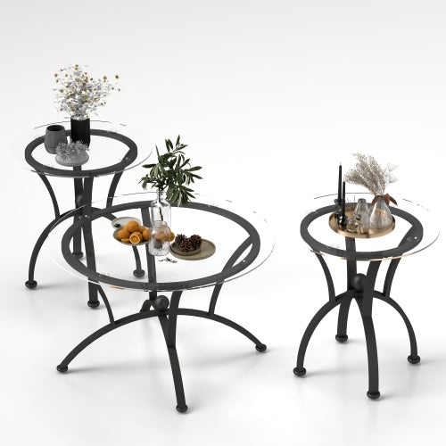 Modern Tempered Glass 3-piece Coffee Table