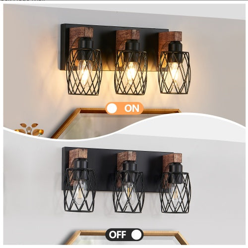 Modern 3-Piece Wood and Metal Wall Light