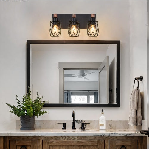 Modern 3-Piece Wood and Metal Wall Light