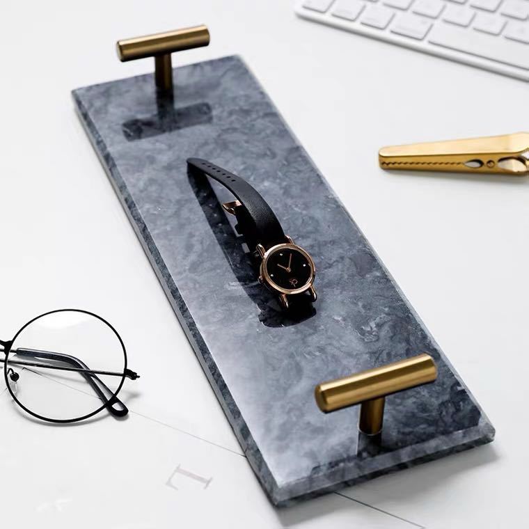 Luxury Modern Plate Marble and Gold Storage Tray