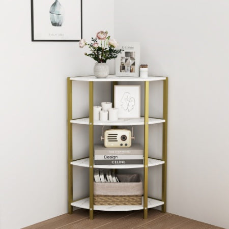 Luxury Corner 4-tier Green and Gold Storage Shelf