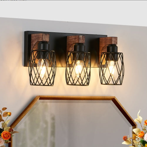 Modern 3-Piece Wood and Metal Wall Light