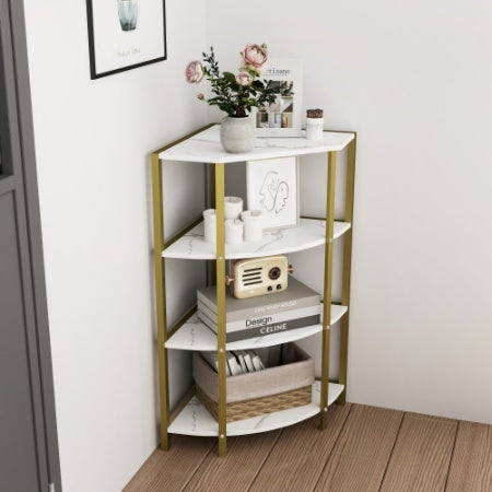 Luxury Corner 4-tier Green and Gold Storage Shelf