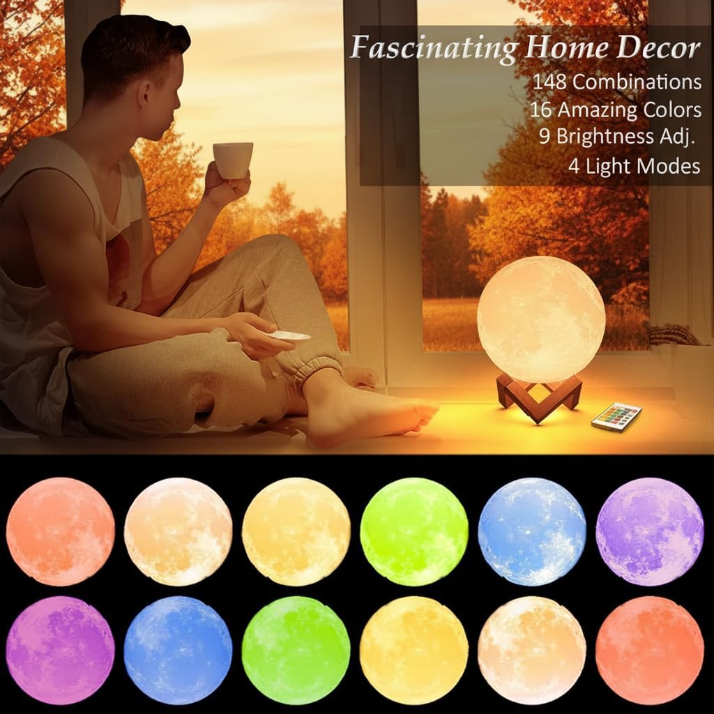 Night LED Moon Lamp - 16 Colors