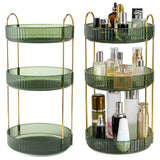 Modern Round Cosmetic Green and Gold Storage Rack
