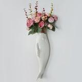 Ceramic White Goldfish Wall Decoration Vase