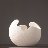 White Modern Ceramic Round Textured Vase