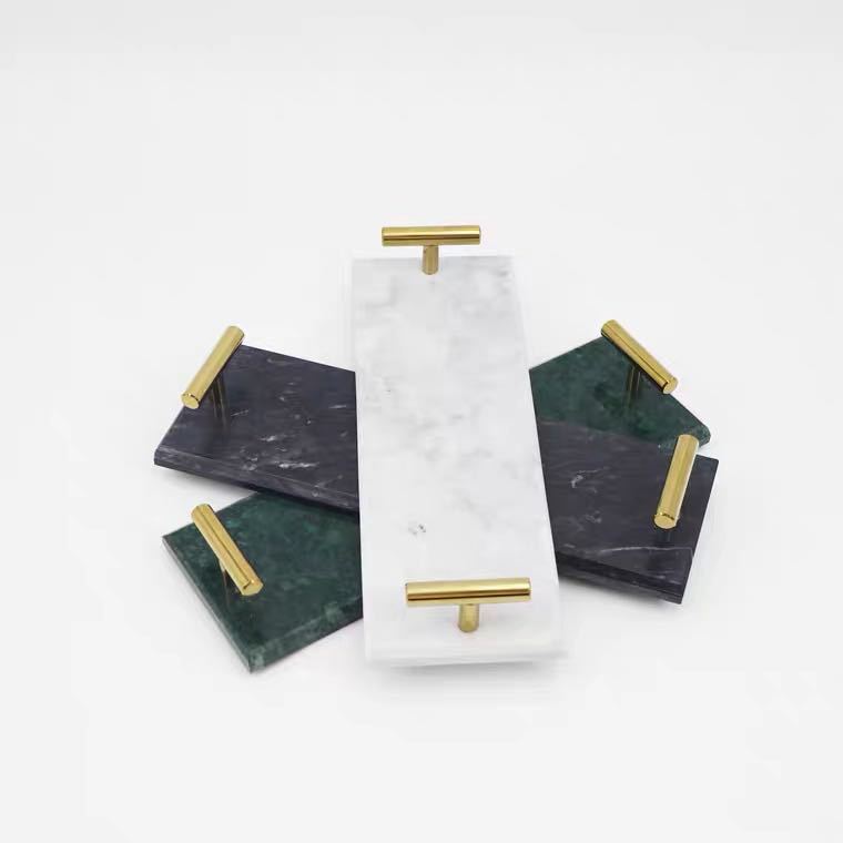 Luxury Modern Plate Marble and Gold Storage Tray