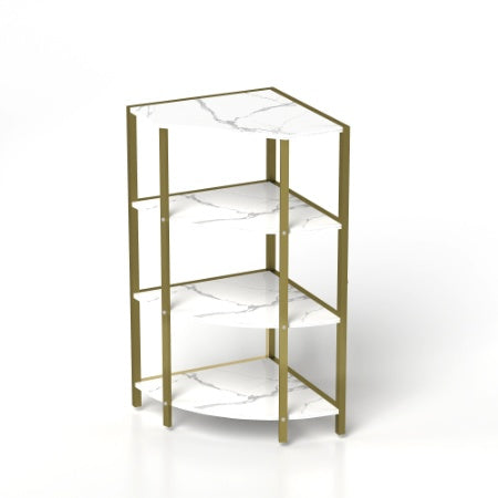 Luxury Corner 4-tier Green and Gold Storage Shelf