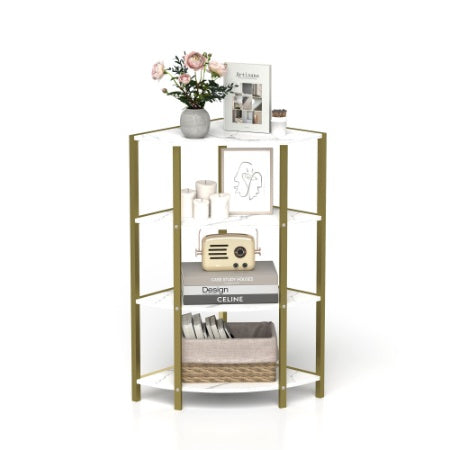 Luxury Corner 4-tier Green and Gold Storage Shelf