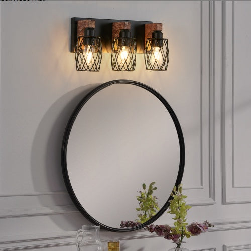 Modern 3-Piece Wood and Metal Wall Light