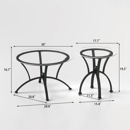 Modern Tempered Glass 3-piece Coffee Table