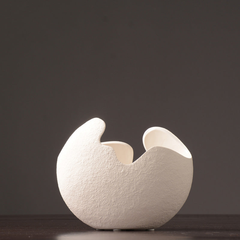 White Modern Ceramic Round Textured Vase