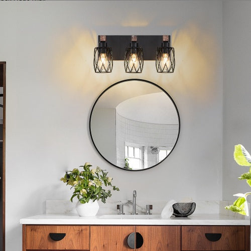 Modern 3-Piece Wood and Metal Wall Light