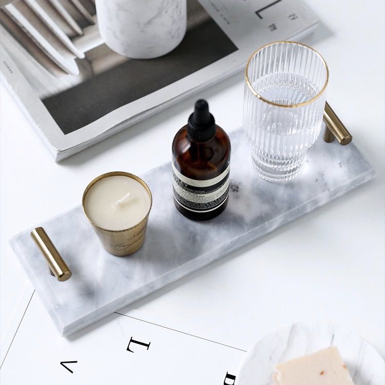 Luxury Modern Plate Marble and Gold Storage Tray