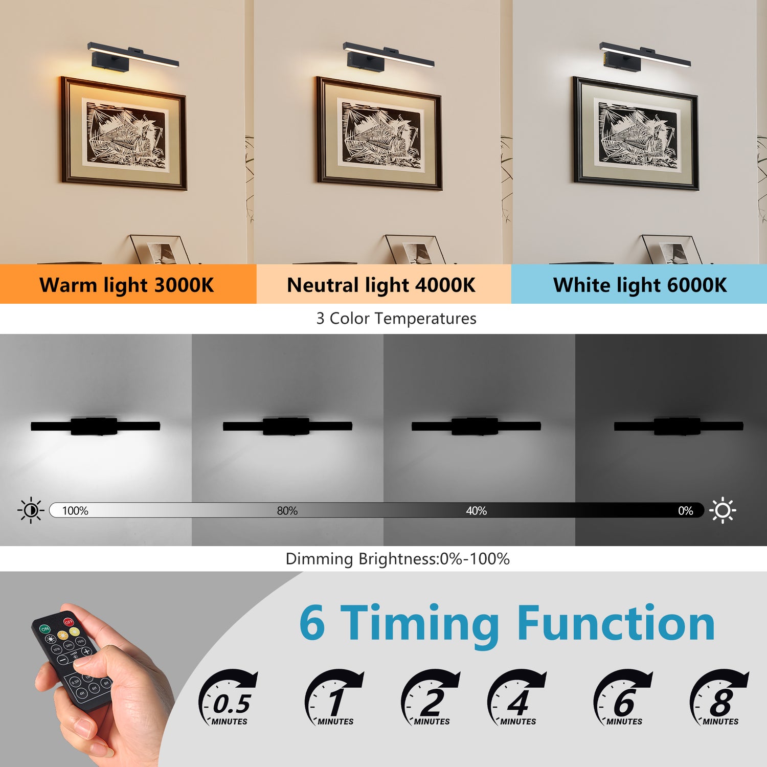 Modern Rectangluar Decorative LED Black Vanity Light