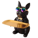 Luxury French Bulldog Statue Decoration with Storage Tray