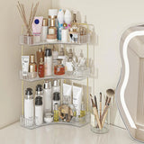 Modern Corner Cosmetic See Through Gold Storage Rack