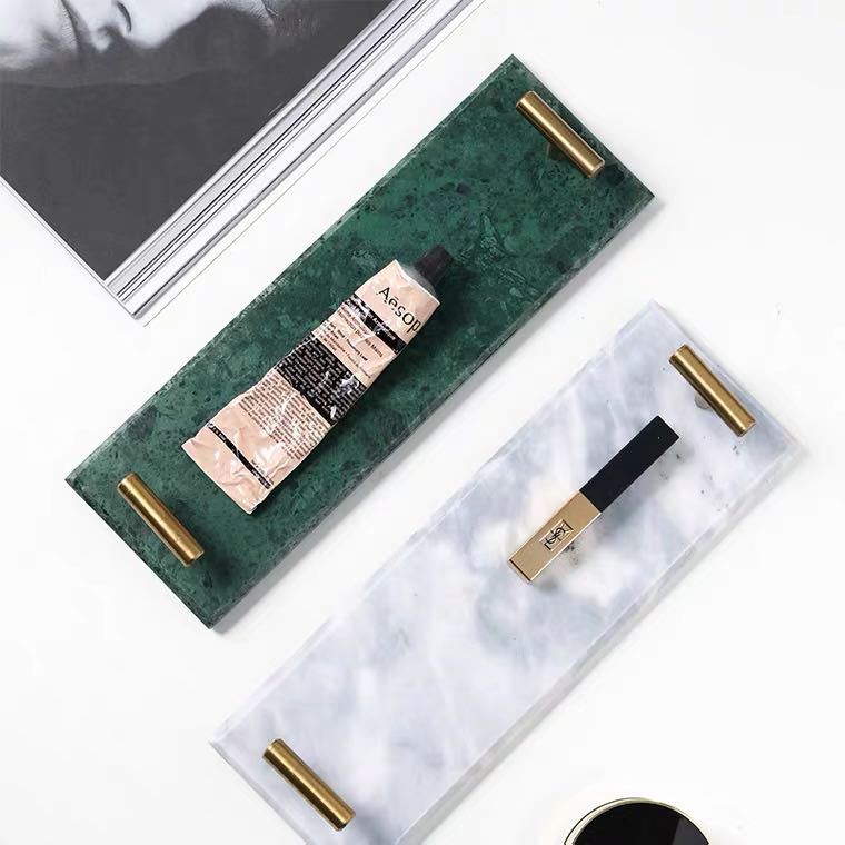 Luxury Modern Plate Marble and Gold Storage Tray