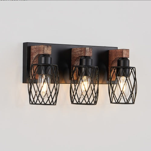 Modern 3-Piece Wood and Metal Wall Light
